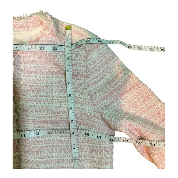 Zara Basic Women’s Size Small Long Sleeve Pink and White Tweed Short Jacket - Picture 12 of 15